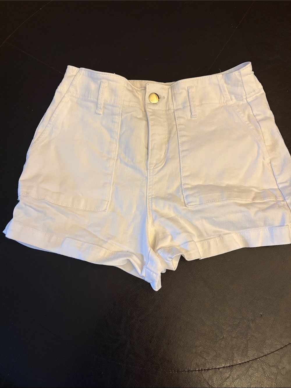 LOFT High-Waist White Utility Shorts